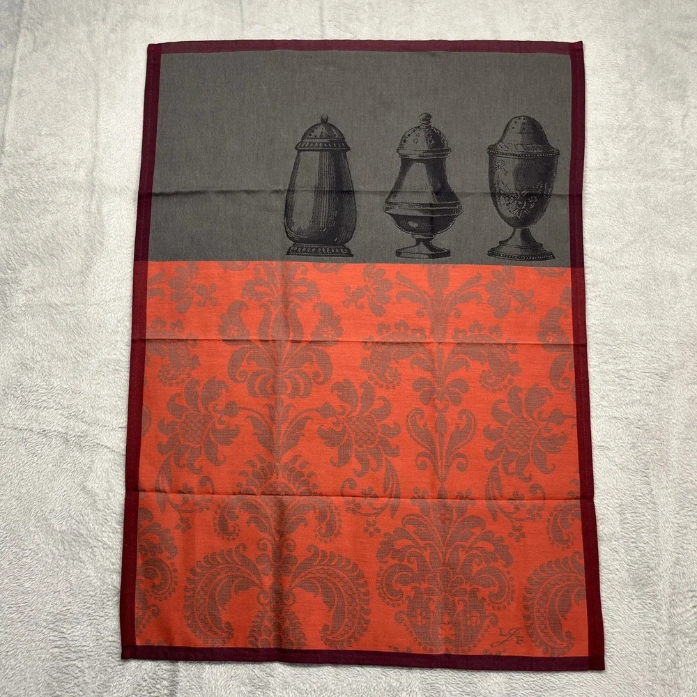 Le Jacquard Francais Tea Towel Primrose Bordier Orange Grey Damask Shakers